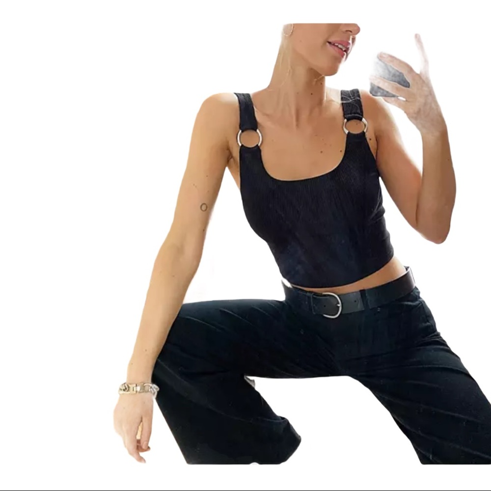Weekday Piera Metal Ring Tank Top Black Size Lg